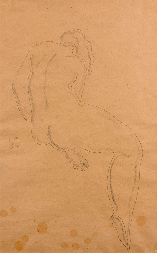 Nu assis de dos by Sanyu