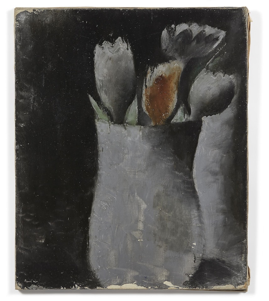 Les tulipes dans un vase gris by Jean Fautrier