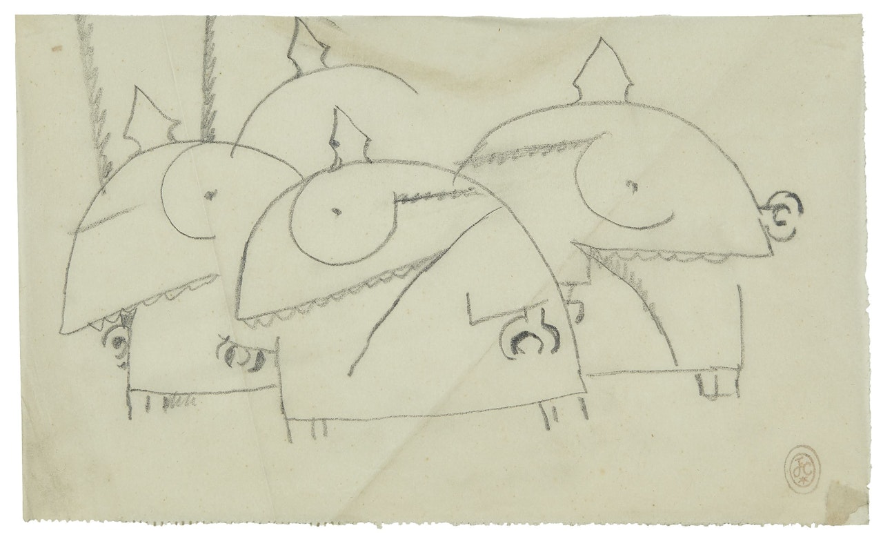 Dessin de guerre (étude inédite pour "Le Mot") by Jean Cocteau