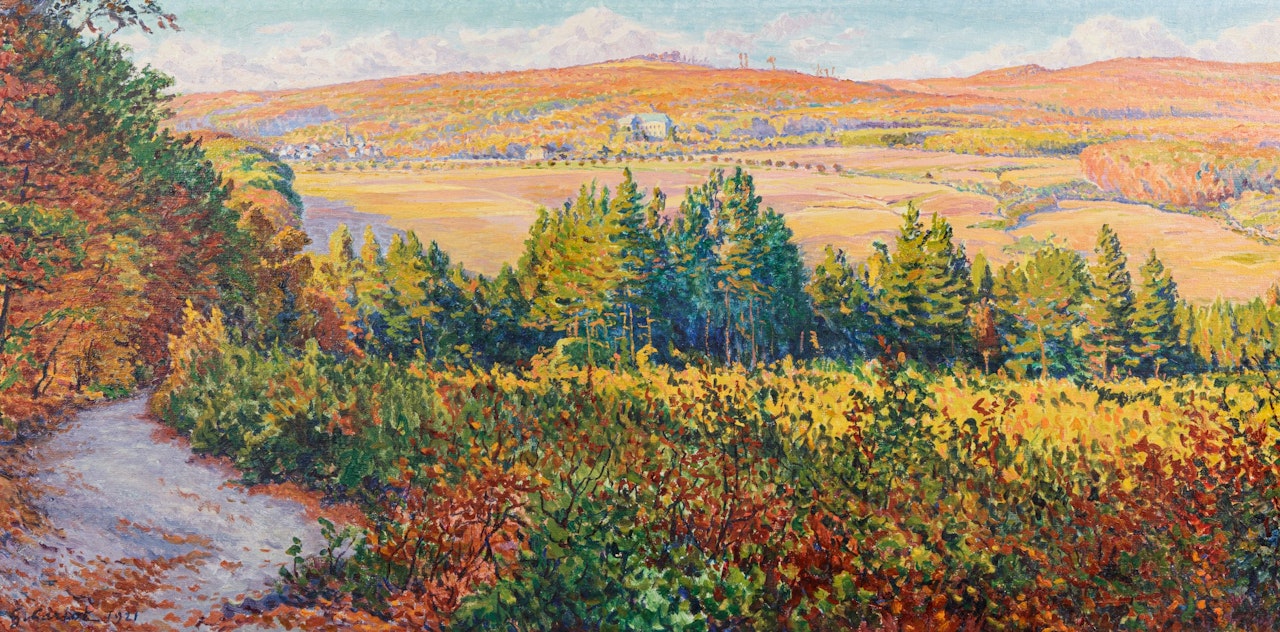 Paysage, effets d'automne à Mandres by Gustave Cariot
