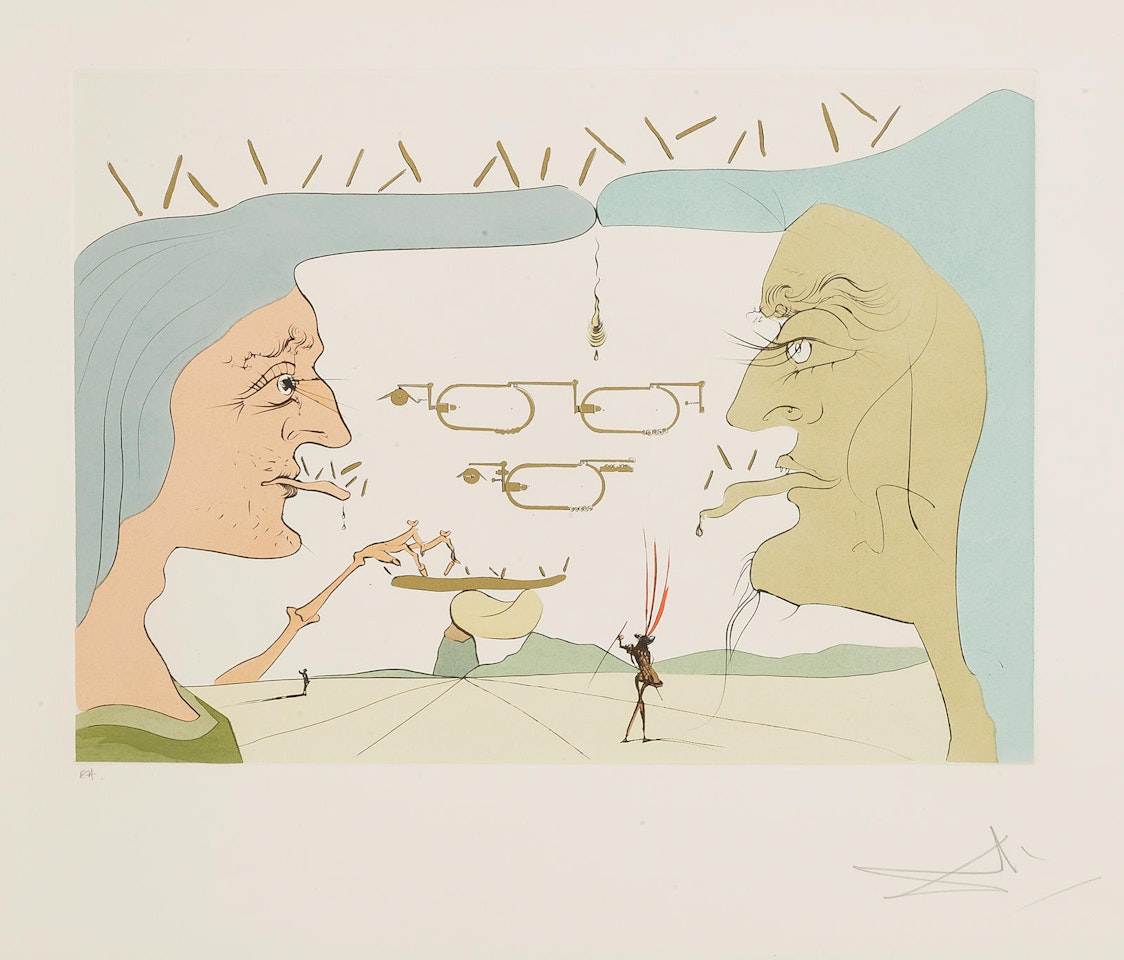 Le télégraphe, from Hommage à Leonardo da Vinci (Great Inventions) by Salvador Dali