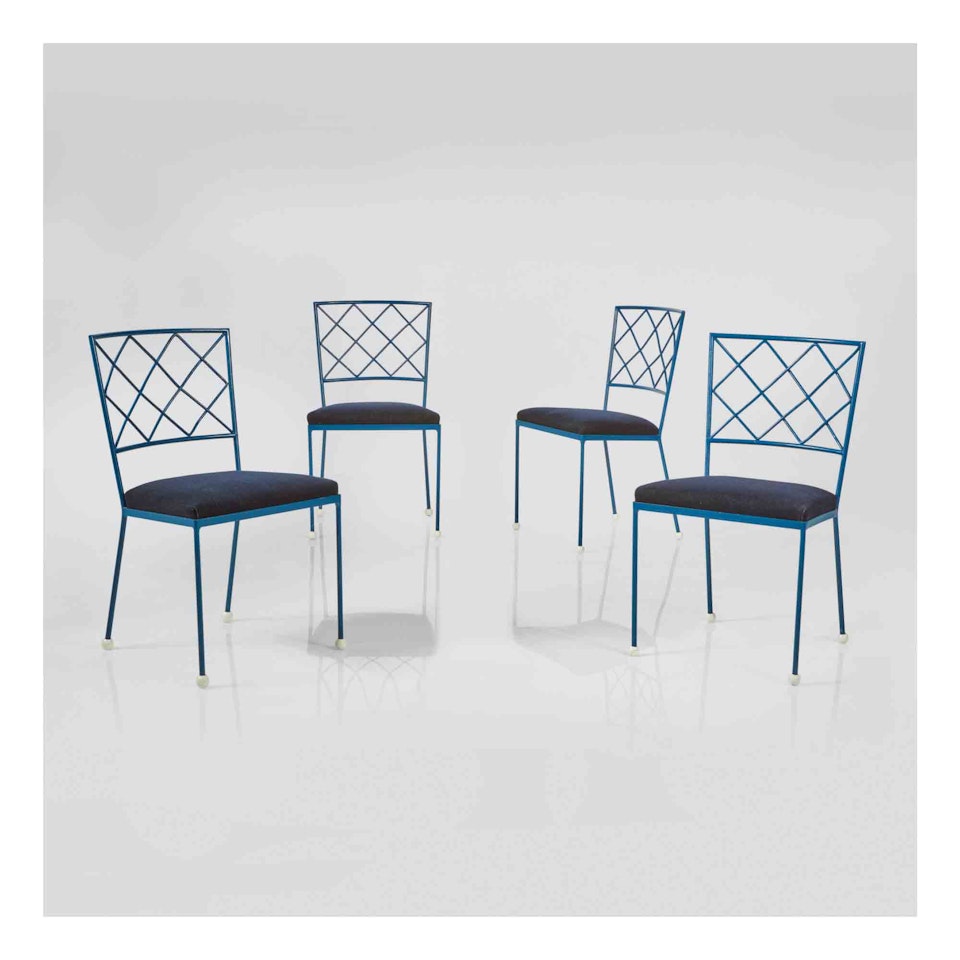 Set of Four "Croisillon" Side Chairs by Jean Royere
