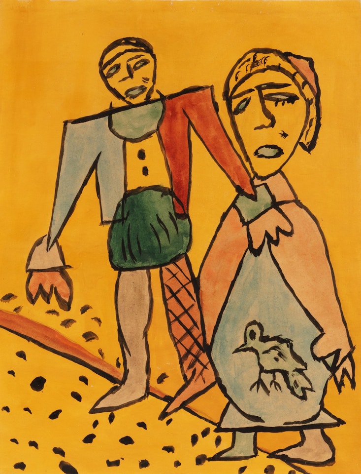 Homme et femme à l’oiseau by Gaston Chaissac