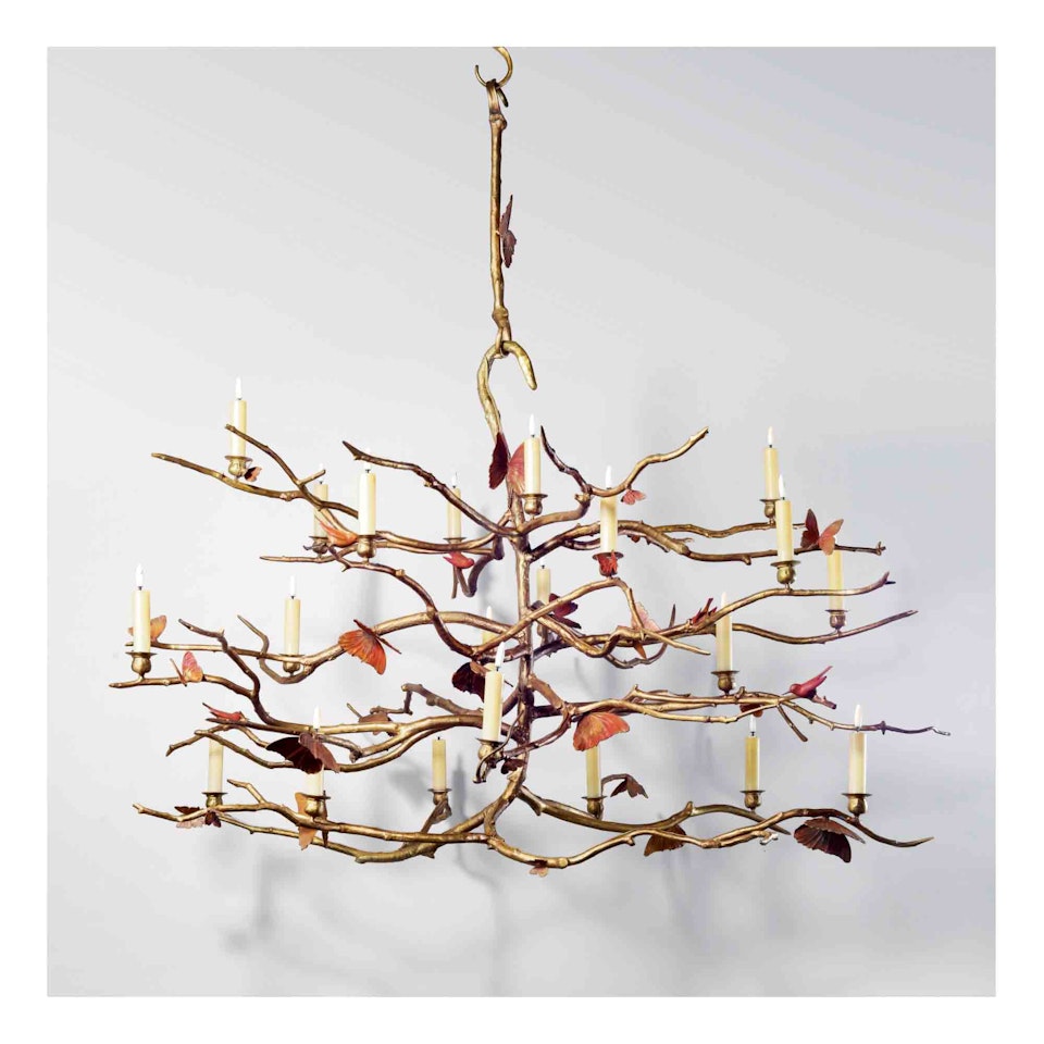 A Unique "Structure Végétale aux Oiseaux et Papillons" Chandelier by Claude Lalanne