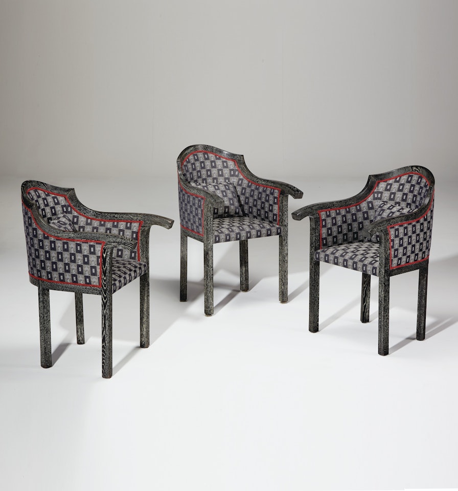 SET OF THREE TUB CHAIRS, FROM THE DR. HERMANN WITTGENSTEIN COMMISSION, by Josef Hoffmann