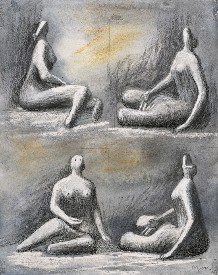 Drawing for Seated Sculpture: Four Views by Henry Moore