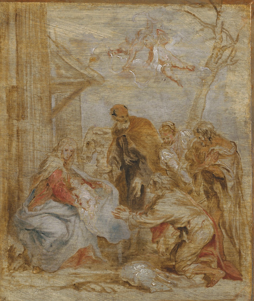 The Adoration of the Shepherds - a bozzetto by Anthony van Dyck
