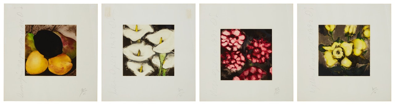 Lemon Juice and Pears; Lilies; Roses; and Yellow Roses by Donald Sultan