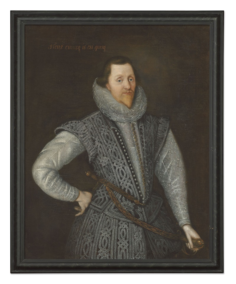 Portrait of a getleman, traditionally identified as a member of the Pepys family, three-quarter-length, in an embroidered doublet by English School