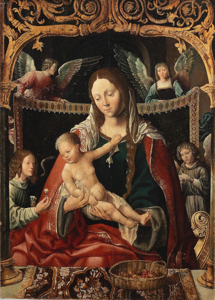 The Madonna and Child enthroned flanked by angels by Netherlandish School