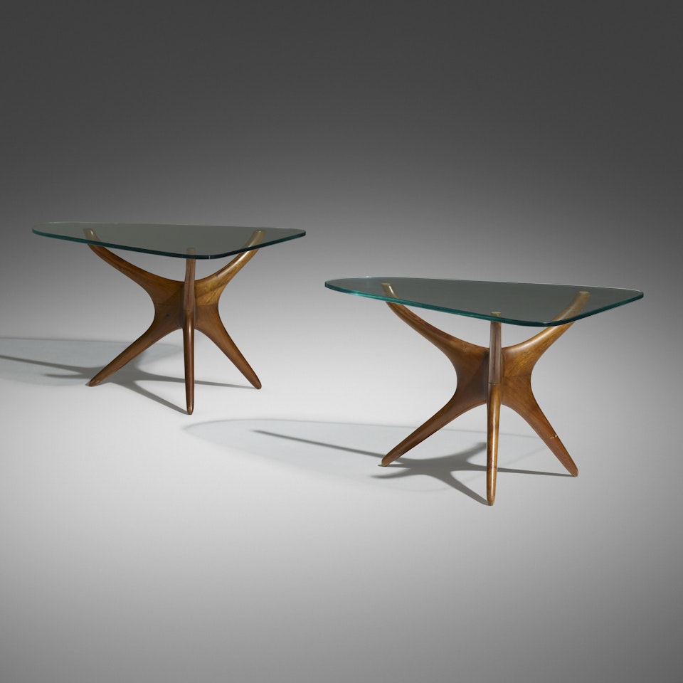 Tri-symmetric occasional tables, pair by Vladimir Kagan
