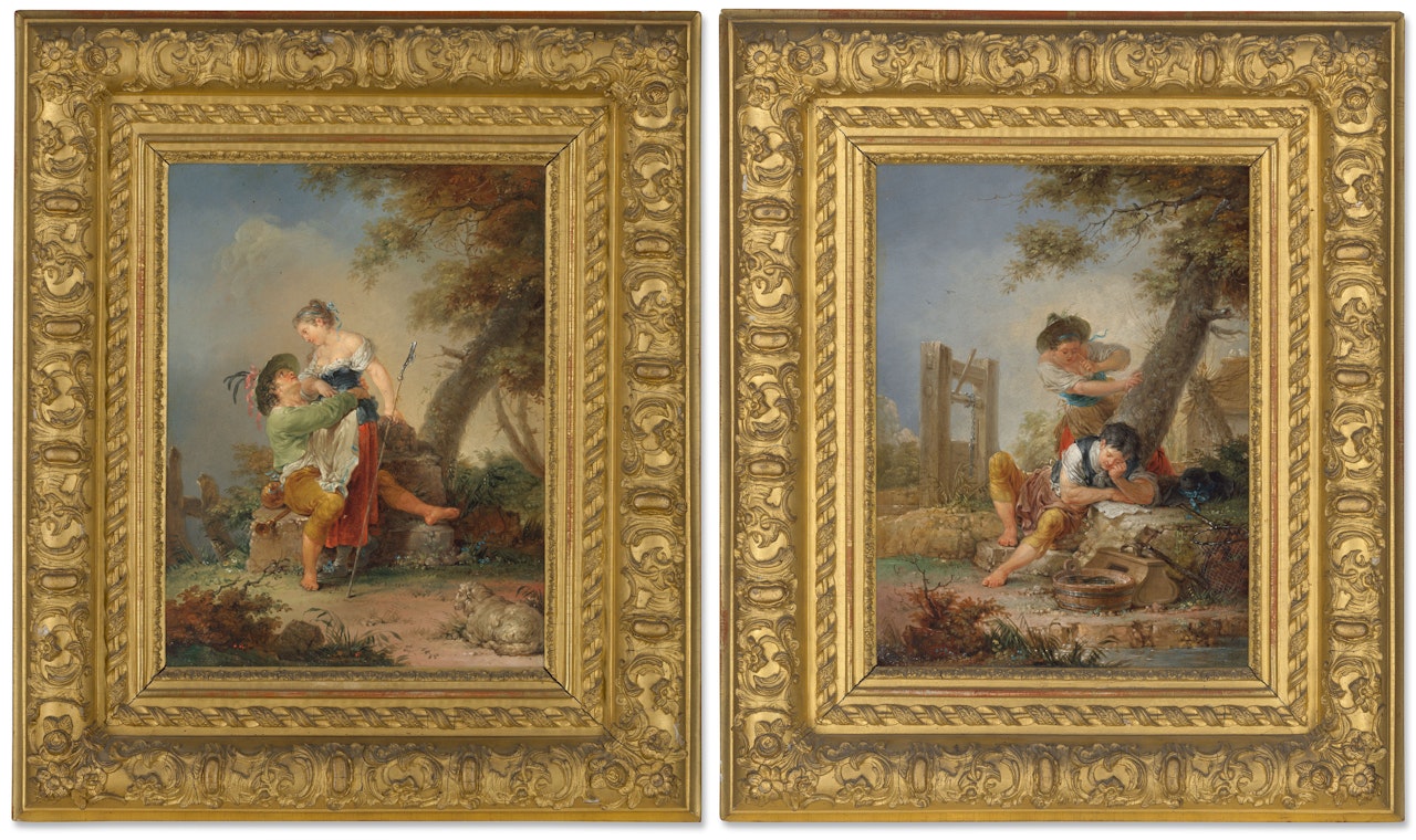 An amorous couple; and The letter reader by Januarius Johann Rasso Zick