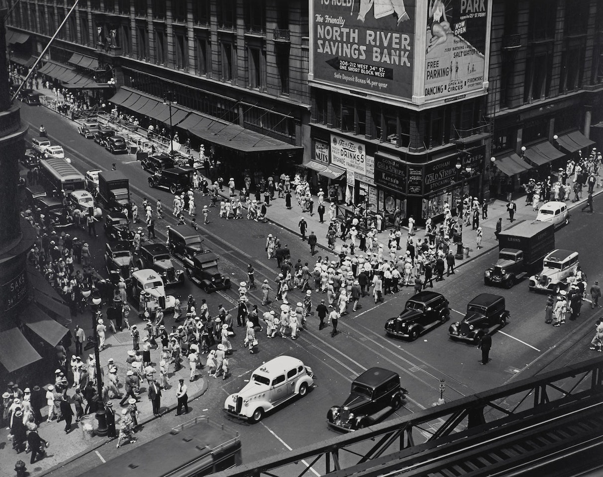 West 34th Street and Broadway, Manhattan by Berenice Abbott