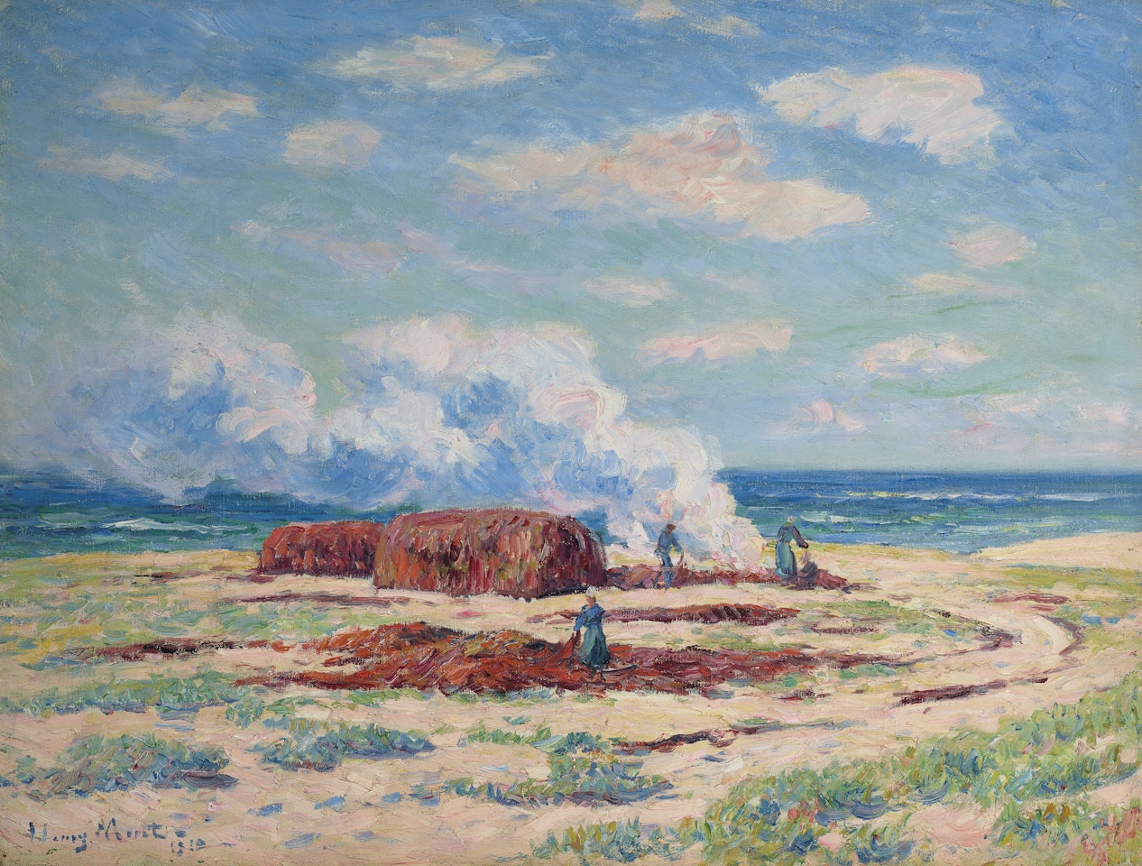 Brûleurs de goémon, Baie d'Audierne, Finistère by Henry Moret