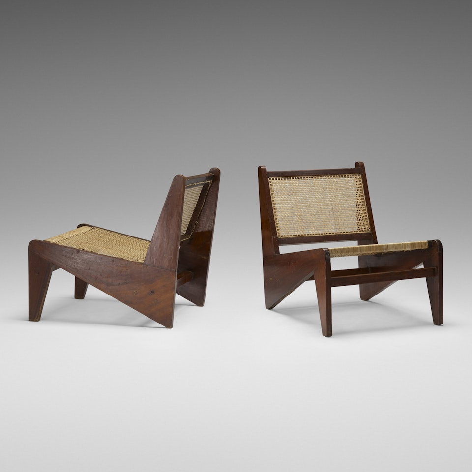 Rare Kangourou chairs from Chandigarh, pair by Pierre Jeanneret