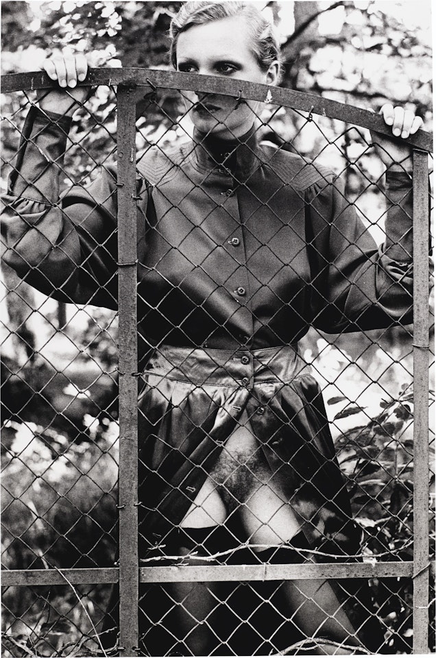 Roselyne Behind Fence, Arcangues, France by Helmut Newton