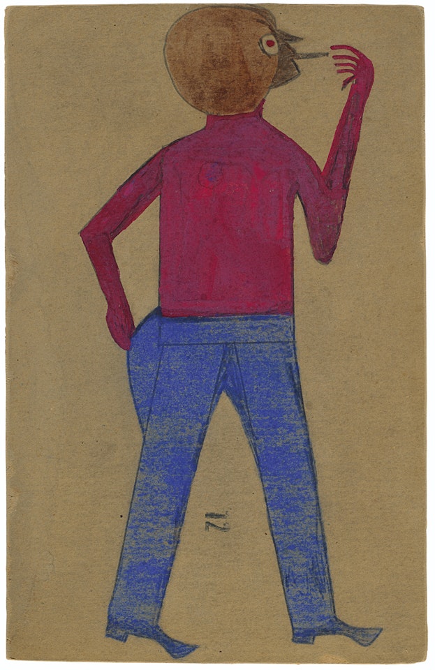 Red-Eyed Man Smoking by Bill Traylor