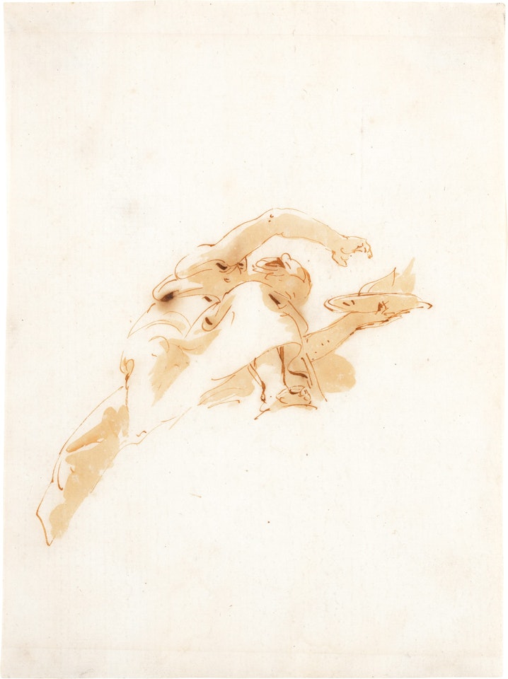 A Figure Holding a Torch, Seen from Below by Giovanni Battista Tiepolo