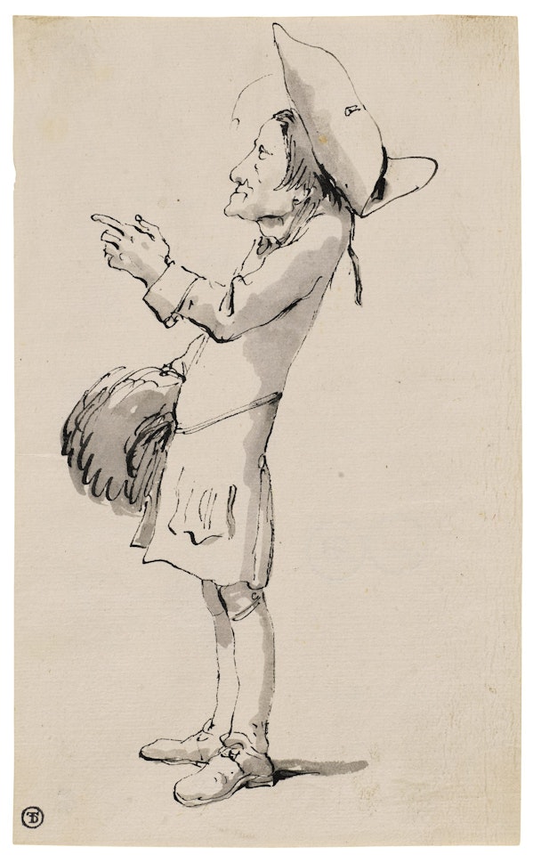 Caricature of a man with a muff by Giovanni Battista Tiepolo