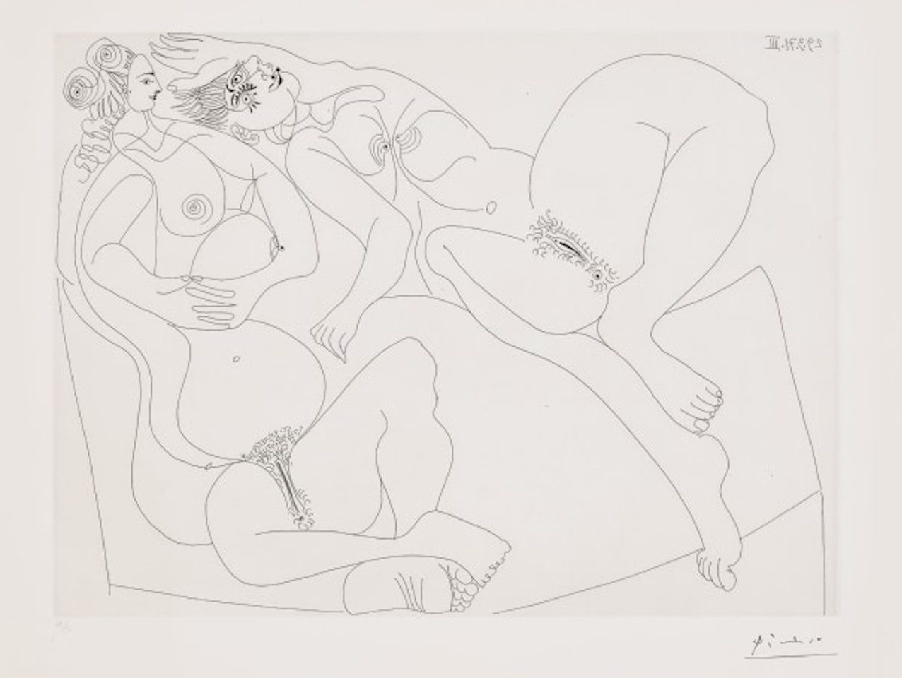 Repos. Deux filles bavardant (Rest. Two Nudes Chatting), plate 99 from Séries 156 (Bl. 1955; Ba. 1964) by Pablo Picasso