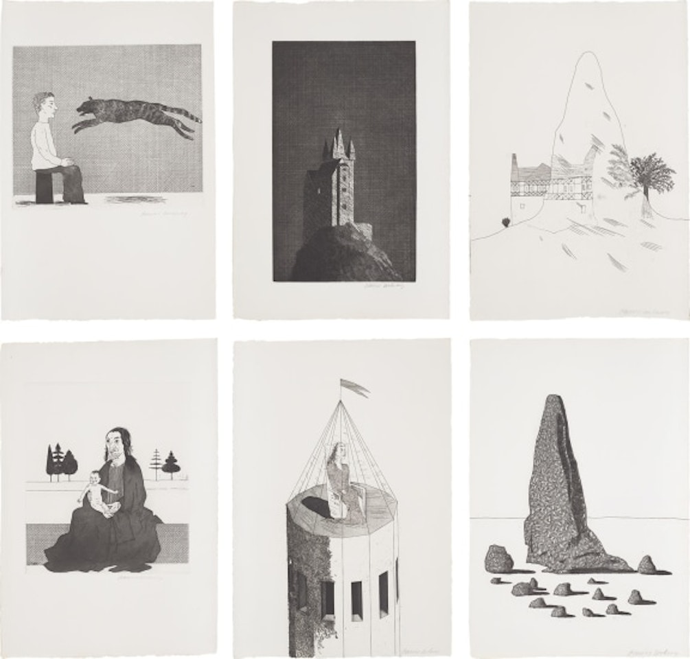Illustrations for Six Fairytales from the Brothers Grimm (S.A.C. 70-108; M.C.A.T. 67-105) by David Hockney