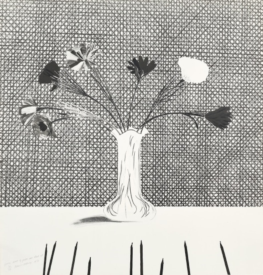 Flowers Made of Paper and Black Ink (S.A.C. 120; M.C.A.T. 114) by David Hockney