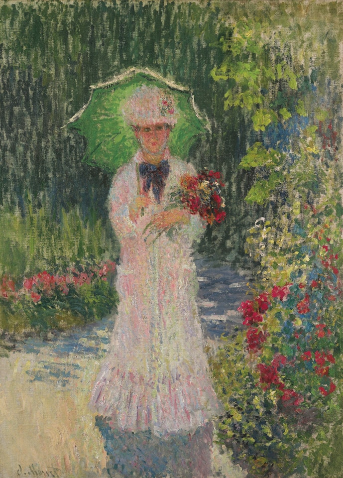 CAMILLE À L'OMBRELLE VERTE by Claude Monet