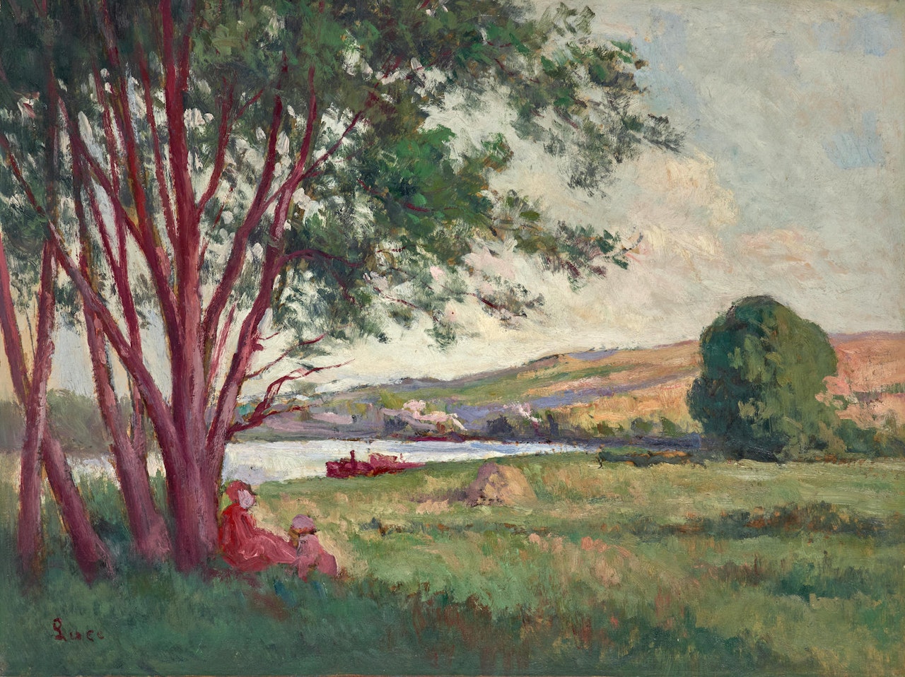 Le repos au bord de la Seine by Maximilien Luce