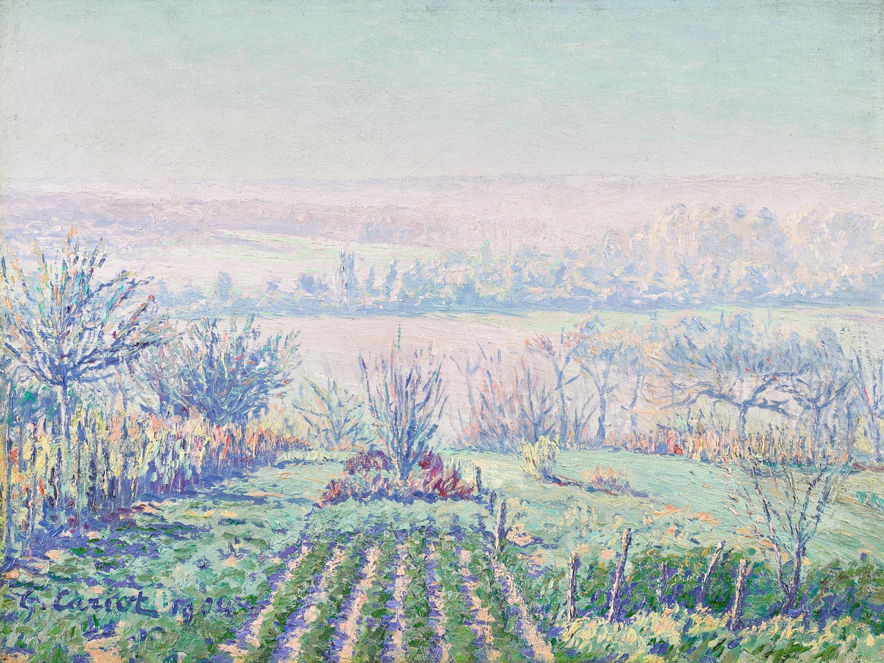 Paysage, brume matinale by Gustave Cariot