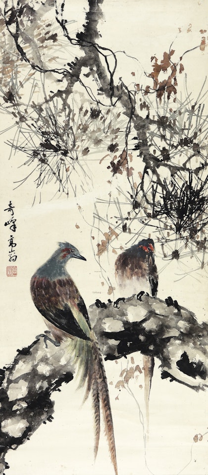 BIRDS ON A PINE BRANCH by Gao Qifeng