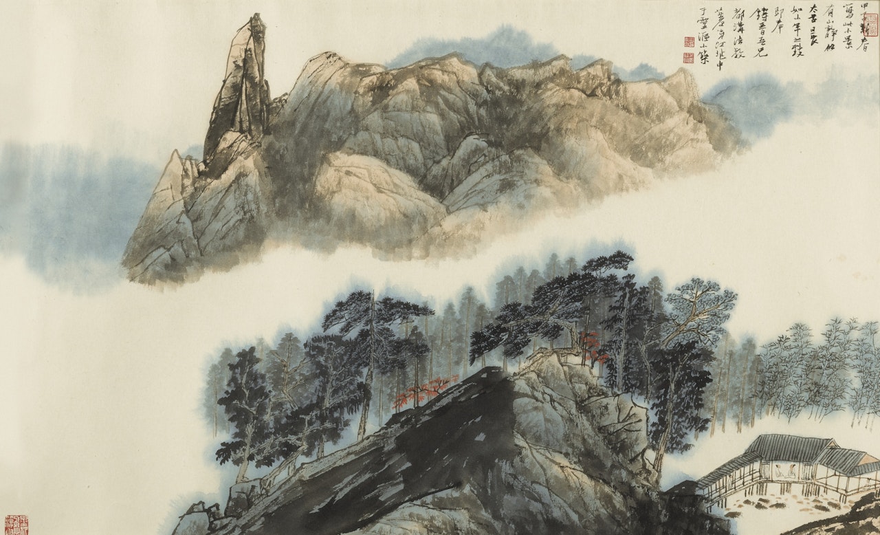 SCHOLARS CHATTING IN RECLUSE by Jiang Zhaoshen