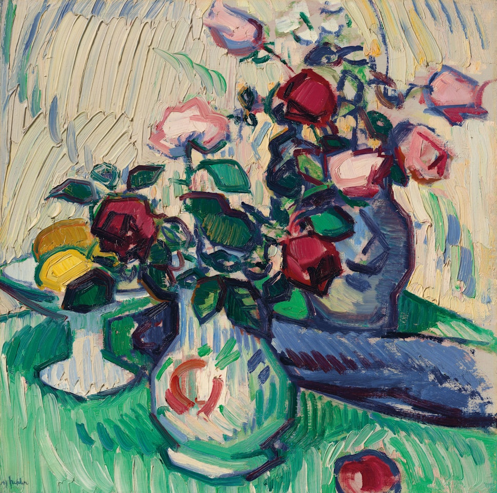 Fruit and Roses on a Table Top by Samuel John Peploe