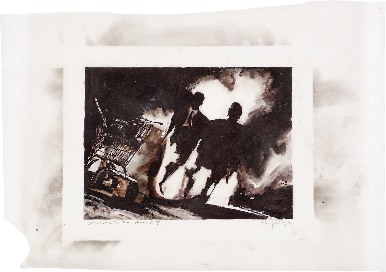 Johnny and Jane Run from Drome Bar (SC #50) by Robert Longo