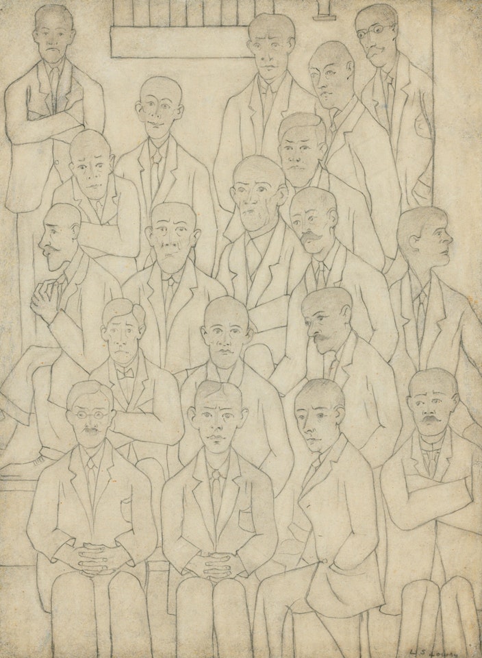 Men at a meeting by Laurence Stephen Lowry