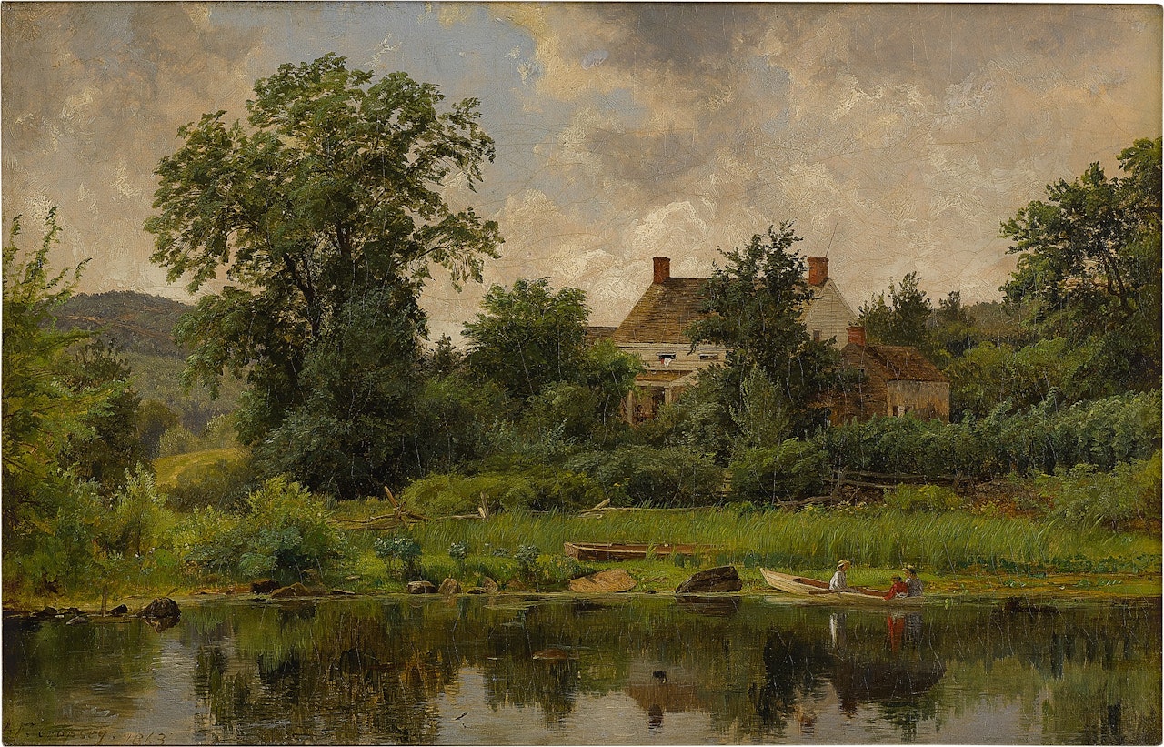 The Old Homestead of Isaac P. Cooley, Greenwood Lake, Passaic County, New Jersey by Jasper Francis Cropsey