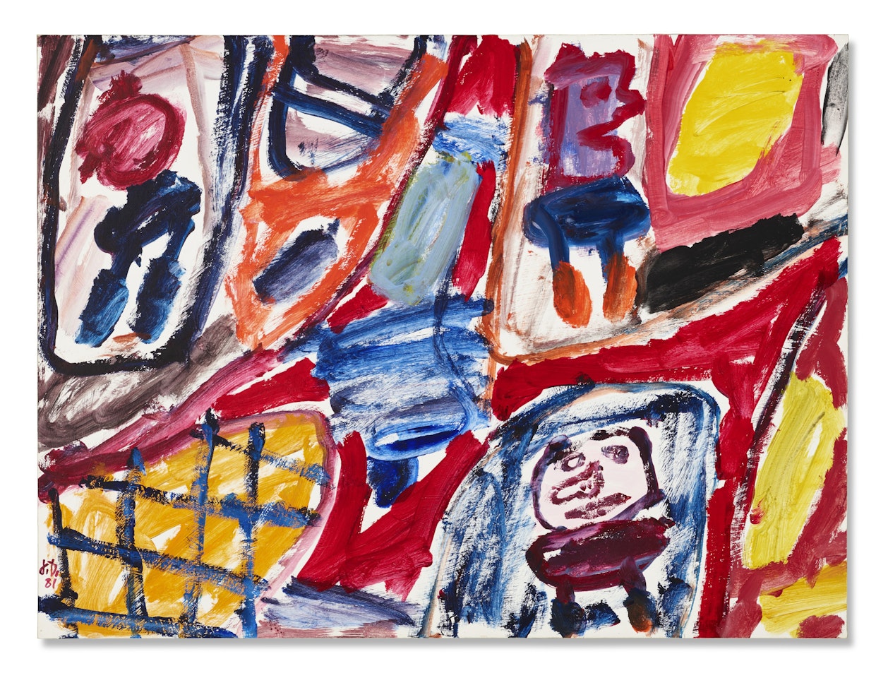Site avec 3 personnages by Jean Dubuffet