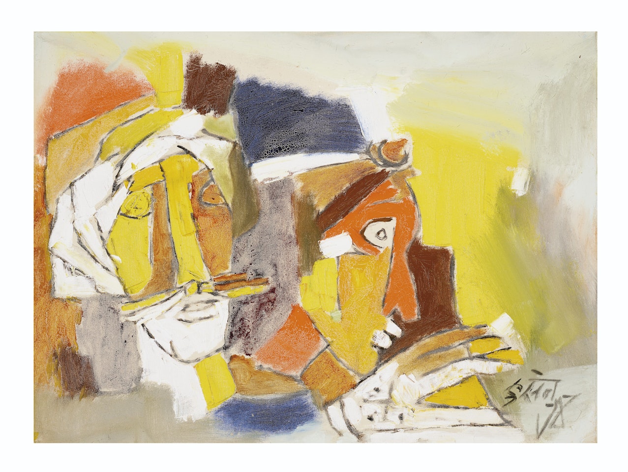 Untitled (Rajasthani Couple) by M.F. Husain