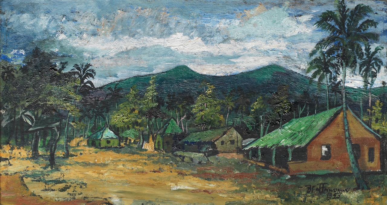 Village near Akure, en route Benin by Ben Enwonwu
