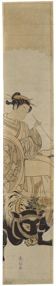 Courtesan riding an ox: parody of Botange Shohaku by Suzuki Harunobu