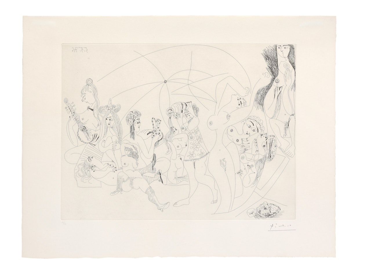 Plaisanterie autour du bain turc,  jeux,  musique et gateaux,  from Series 156 by Pablo Picasso