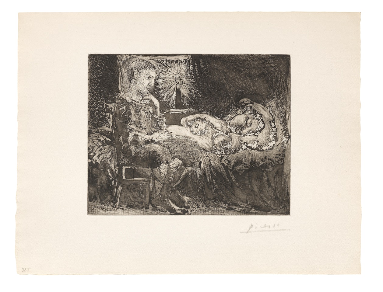 Garçon et dormeuse à la chandelle,  from La Suite Vollard by Pablo Picasso