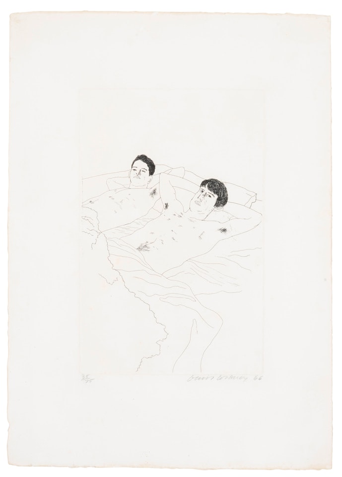In Despair,  from Illustrations for Fourteen Poems from C.P. Cavafy (S.A.C. 57; M.C.A.T. 56) by David Hockney