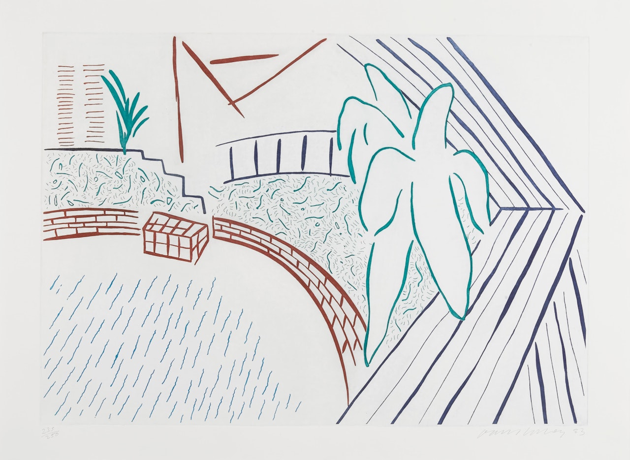 My Pool and Terrace,  from Eight by Eight to Celebrate the Temporary Contemporary  (not in M.C.A.T.) by David Hockney