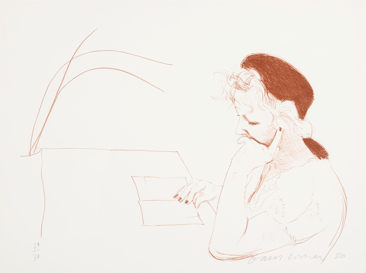 Celia Reading,  from A Series of Hand Drawn Lithographs from 1979-80 (G. 1647) by David Hockney