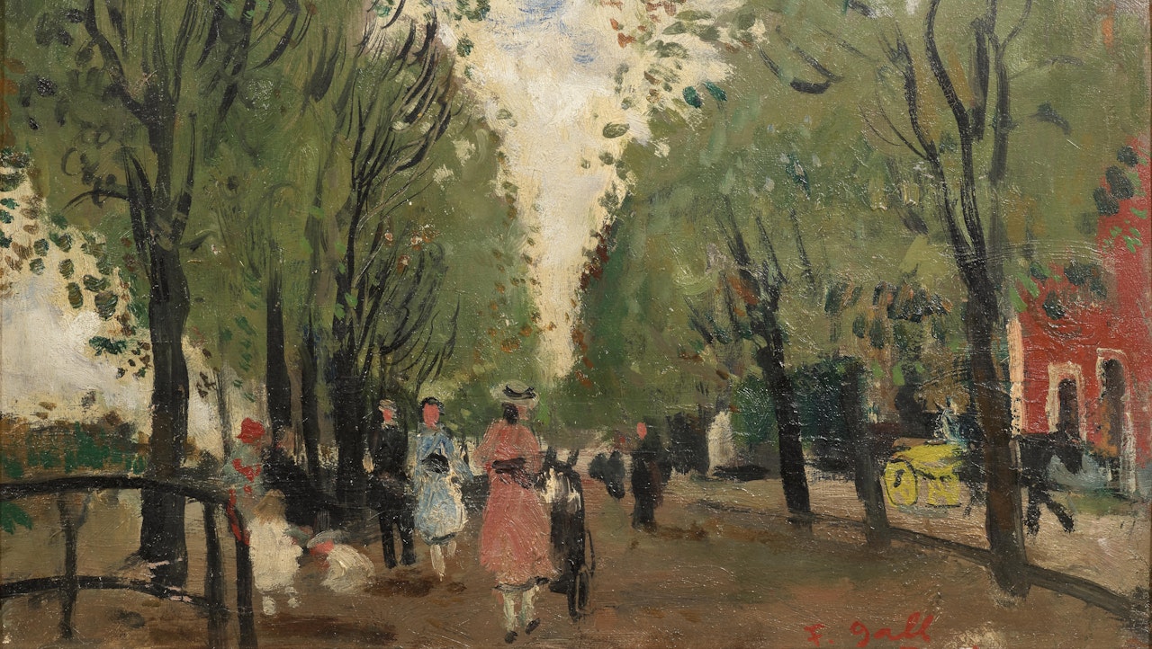 Promenade des familles en été, quais de la Seine, Paris by François Gall