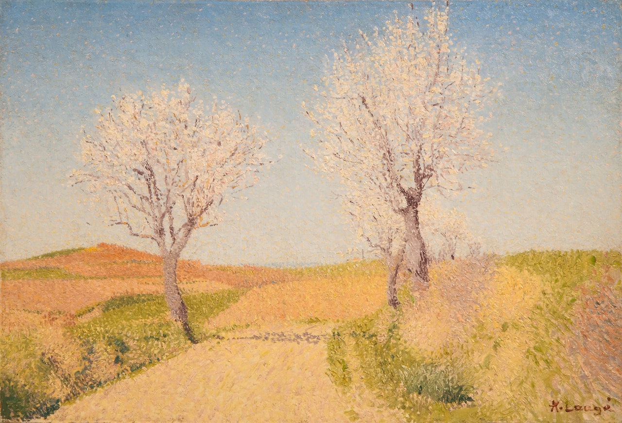 Route aux amandiers en fleurs by Achille Laugé