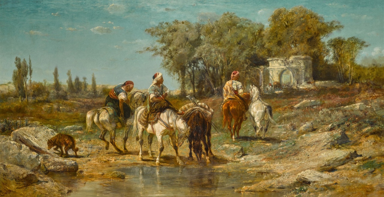 Horsemen at a Watering Place by Adolf Schreyer
