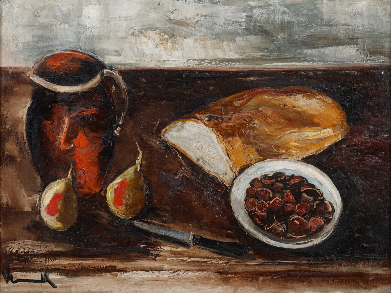 Nature morte au pain et aux marrons by Maurice de Vlaminck