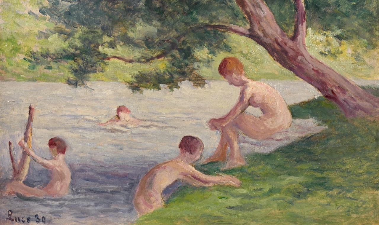 Méricourt, jeunes garçons se baignant - 1930 by Maximilien Luce