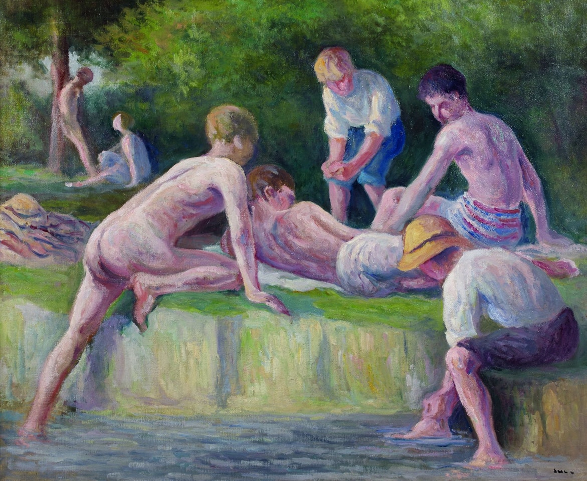 Moulineux, la sortie de bain - circa 1903-1905 by Maximilien Luce